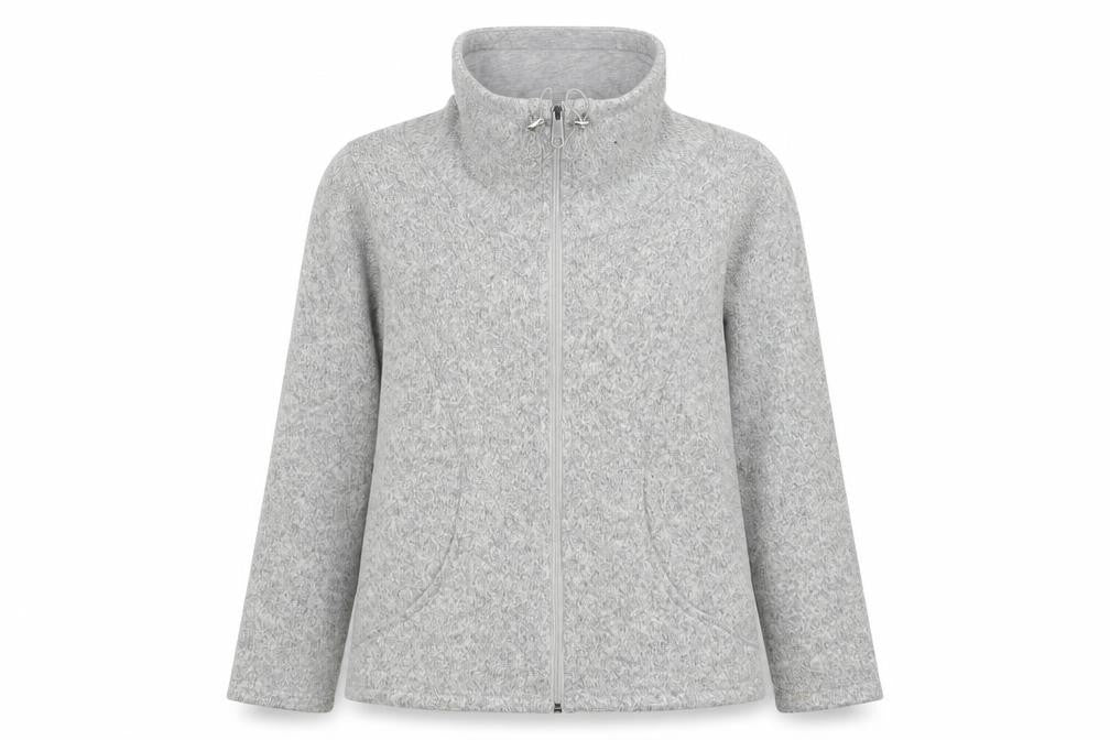 Front view of Marks & Spencer women’s grey jacket, size UK 8, zip