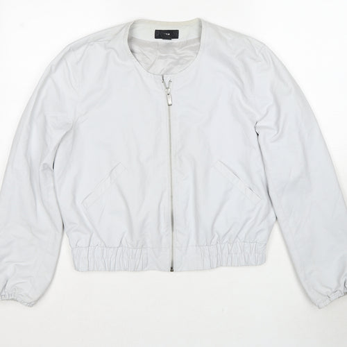 H&M Womens Grey Bomber Jacket Jacket Size 12 Zip