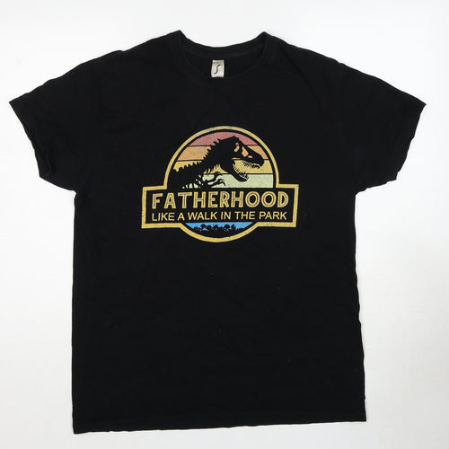 SOL'S Mens Black Cotton T-Shirt Size XL Crew Neck Pullover - Fatherhood like a walk in the park