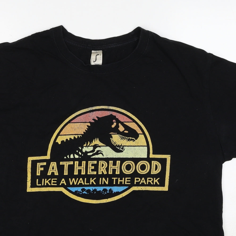 SOL'S Mens Black Cotton T-Shirt Size XL Crew Neck Pullover - Fatherhood like a walk in the park