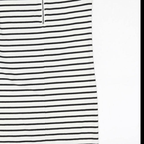 VILA Womens White Striped Polyester T-Shirt Dress Size XS Round Neck Zip