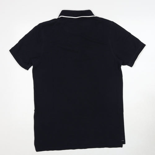 JACK & JONES Mens Blue Cotton Polo Size L Collared Pullover