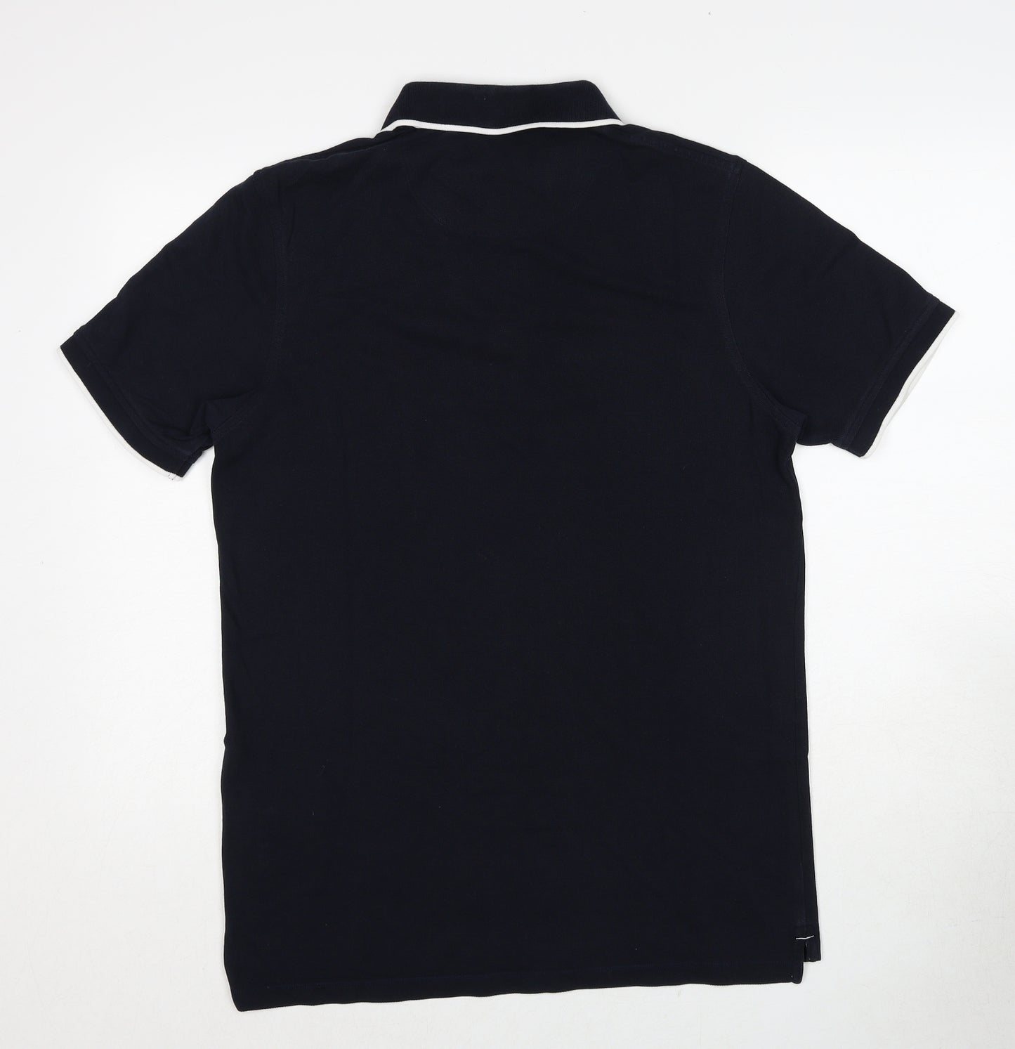 JACK & JONES Mens Blue Cotton Polo Size L Collared Pullover