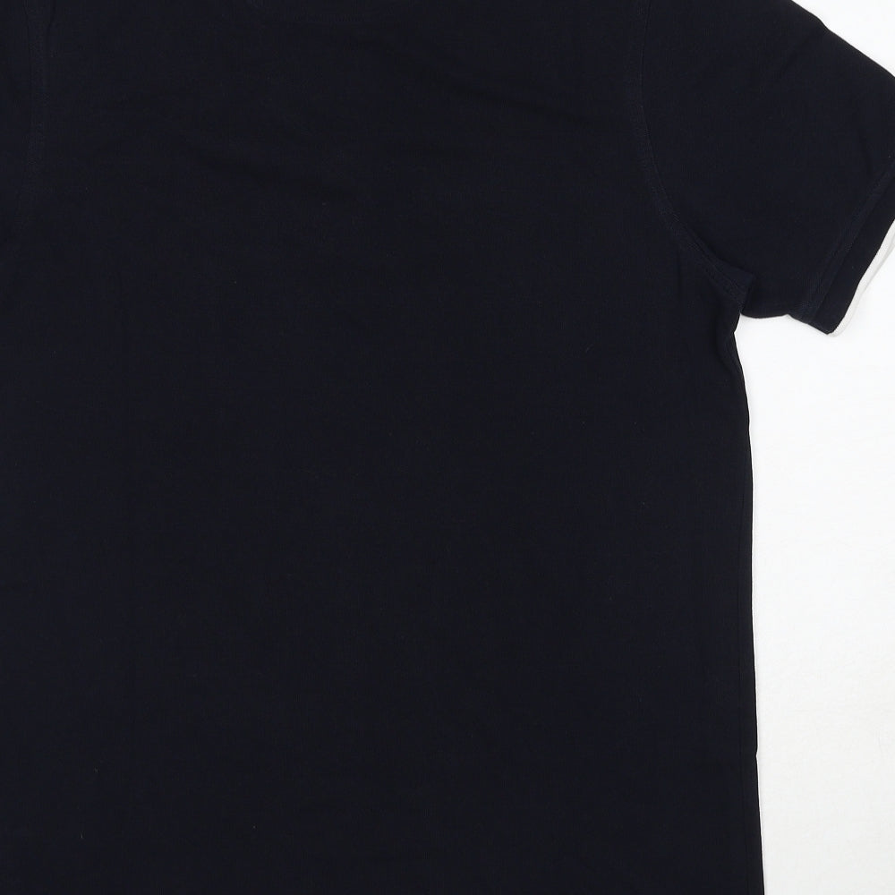 JACK & JONES Mens Blue Cotton Polo Size L Collared Pullover