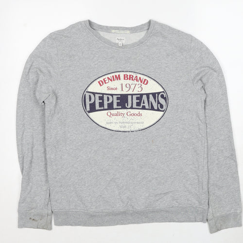 Pepe Jeans London Boys Grey Cotton Pullover Sweatshirt Size 14 Years Pullover