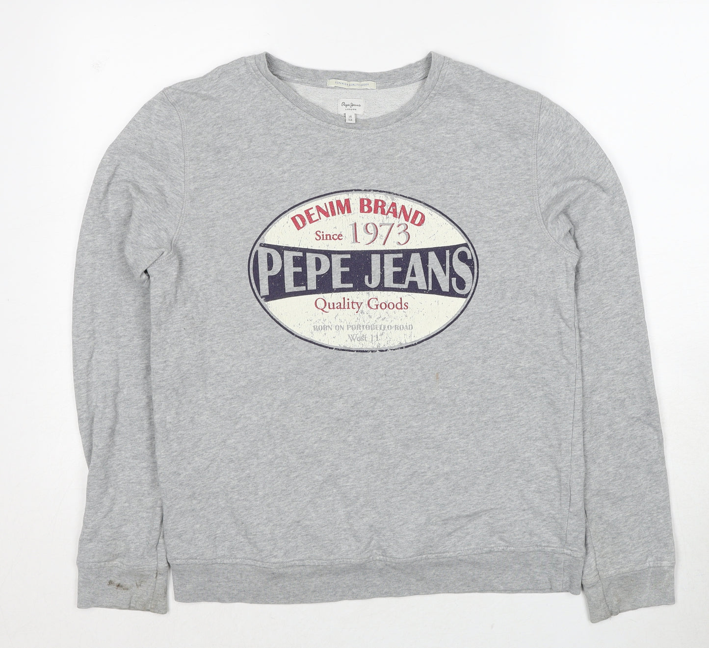 Pepe Jeans London Boys Grey Cotton Pullover Sweatshirt Size 14 Years Pullover