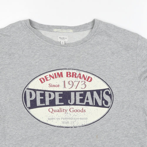 Pepe Jeans London Boys Grey Cotton Pullover Sweatshirt Size 14 Years Pullover