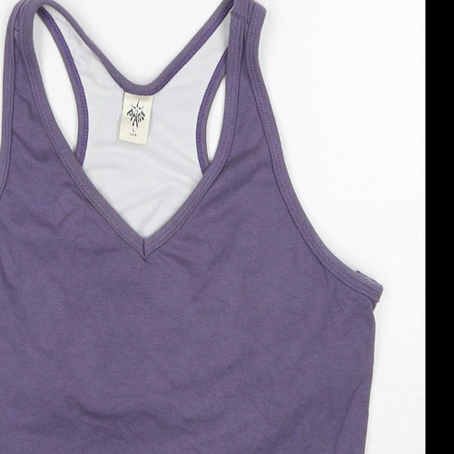 prAna Womens Purple Cotton Basic Tank Size L V-Neck