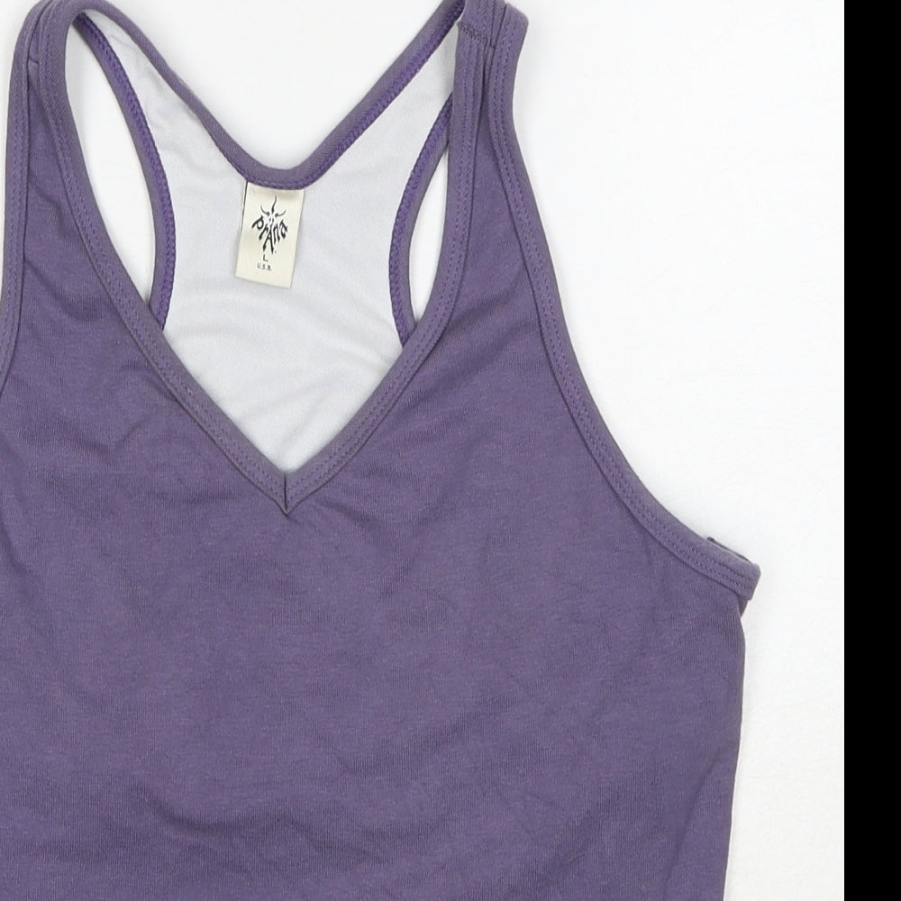 prAna Womens Purple Cotton Basic Tank Size L V-Neck