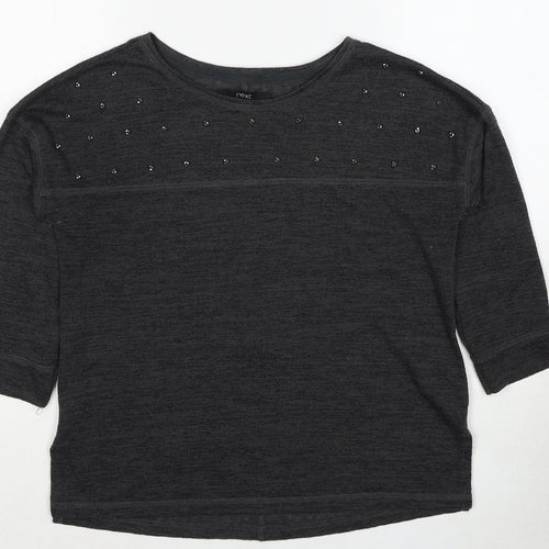 NEXT Womens Grey Round Neck Polyester Pullover Jumper Size 8