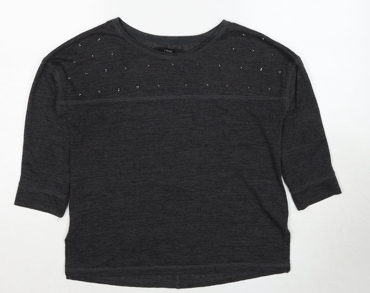 NEXT Womens Grey Round Neck Polyester Pullover Jumper Size 8