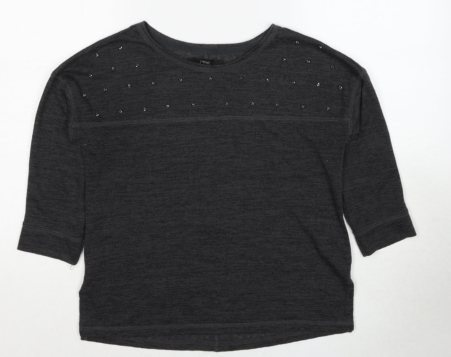 NEXT Womens Grey Round Neck Polyester Pullover Jumper Size 8