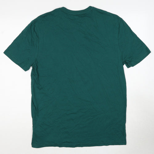 Marks and Spencer Mens Green Cotton T-Shirt Size M Round Neck - Christmas Gin-Gle all The Way