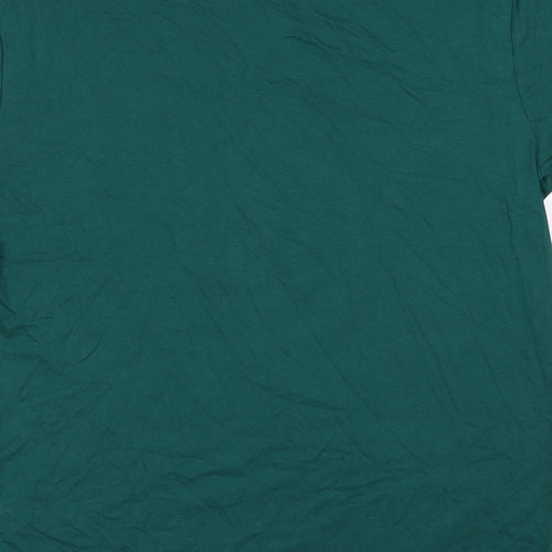 Marks and Spencer Mens Green Cotton T-Shirt Size M Round Neck - Christmas Gin-Gle all The Way
