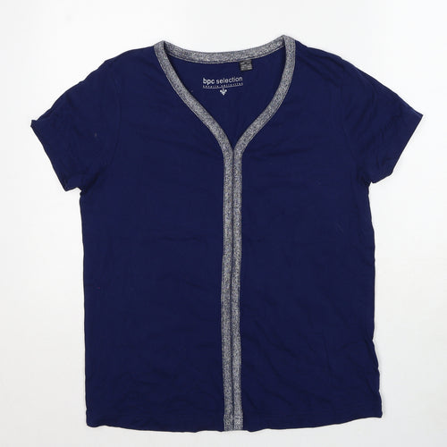 BPC Collection Womens Blue Cotton Basic Blouse Size M V-Neck