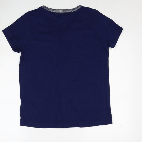 BPC Collection Womens Blue Cotton Basic Blouse Size M V-Neck