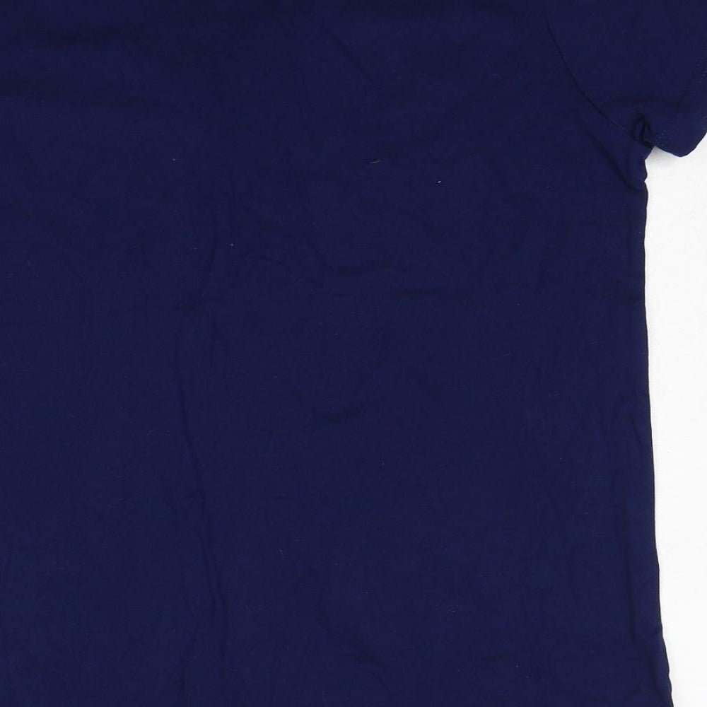 BPC Collection Womens Blue Cotton Basic Blouse Size M V-Neck