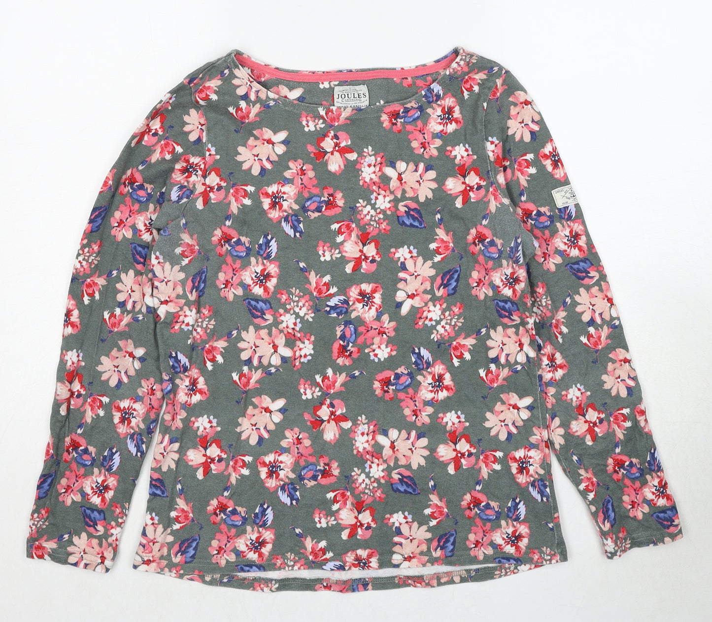 Joules Womens Multicoloured Boat Neck Floral Cotton Pullover Jumper Size 12