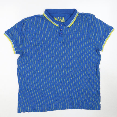 Lee Cooper Mens Blue Polka Dot Cotton Polo Size M Collared Pullover