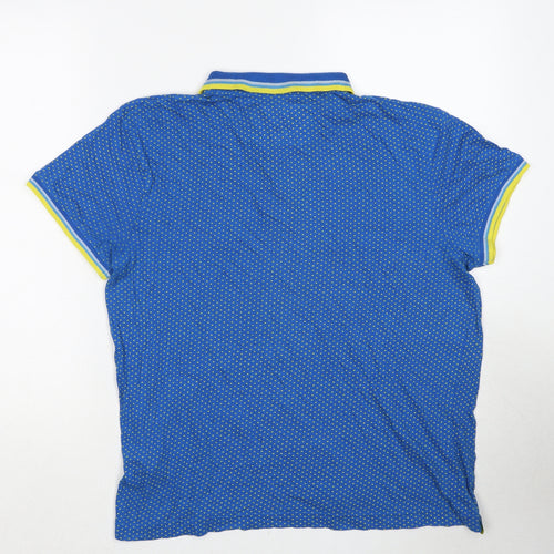 Lee Cooper Mens Blue Polka Dot Cotton Polo Size M Collared Pullover