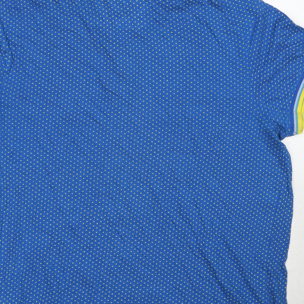 Lee Cooper Mens Blue Polka Dot Cotton Polo Size M Collared Pullover
