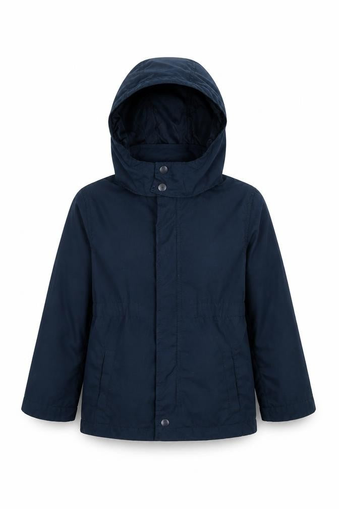 Front view of NAME IT girls’ blue jacket, size 6, years zip