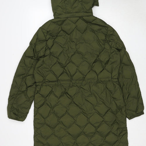Marks and Spencer Womens Green Quilted Coat Size 16 Zip