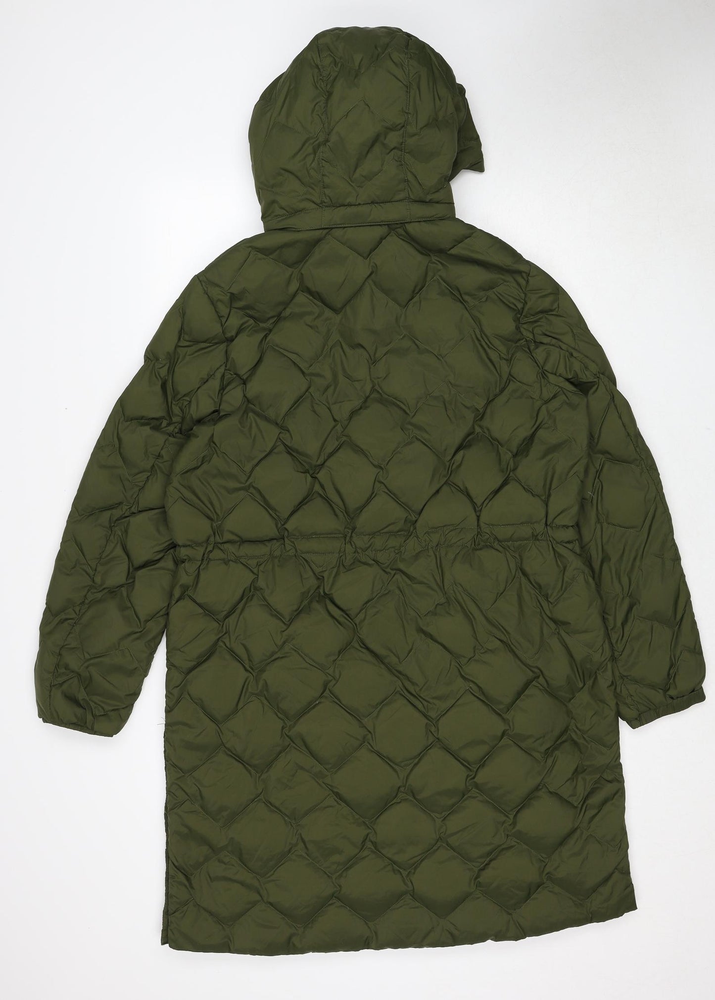 Marks and Spencer Womens Green Quilted Coat Size 16 Zip