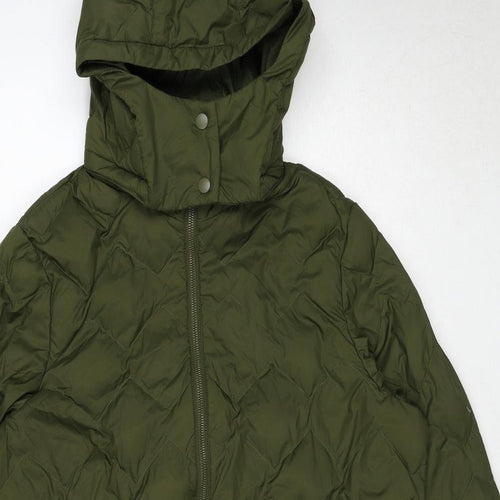 Marks and Spencer Womens Green Quilted Coat Size 16 Zip