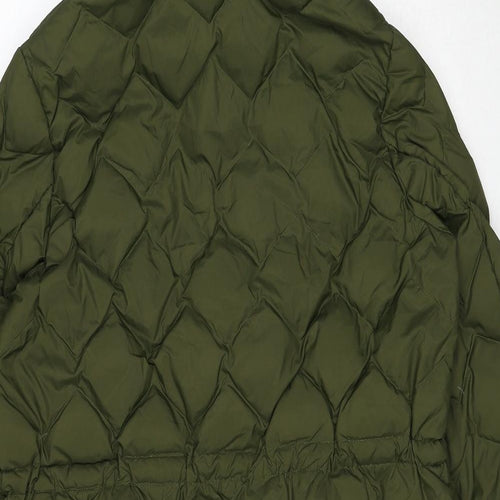 Marks and Spencer Womens Green Quilted Coat Size 16 Zip