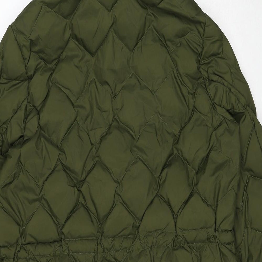 Marks and Spencer Womens Green Quilted Coat Size 16 Zip