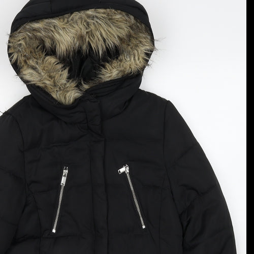 H&M Womens Black Puffer Jacket Jacket Size 8 Zip