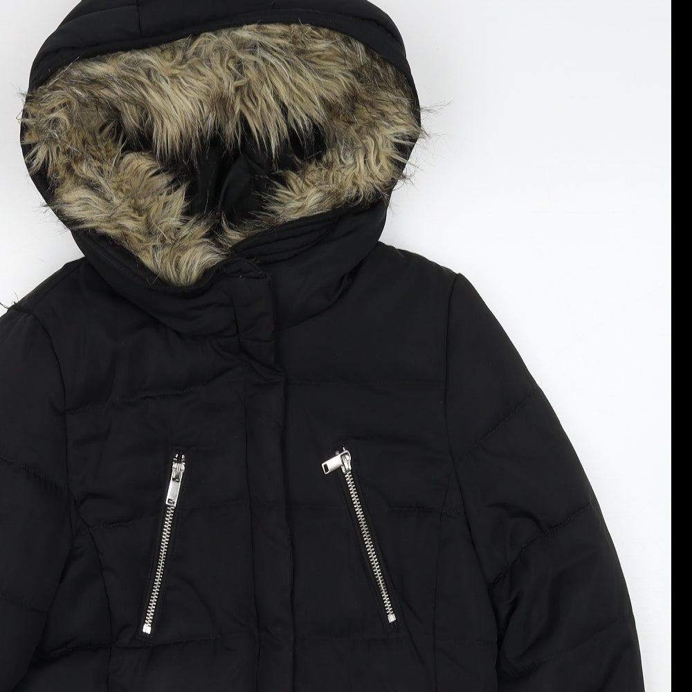 H&M Womens Black Puffer Jacket Jacket Size 8 Zip