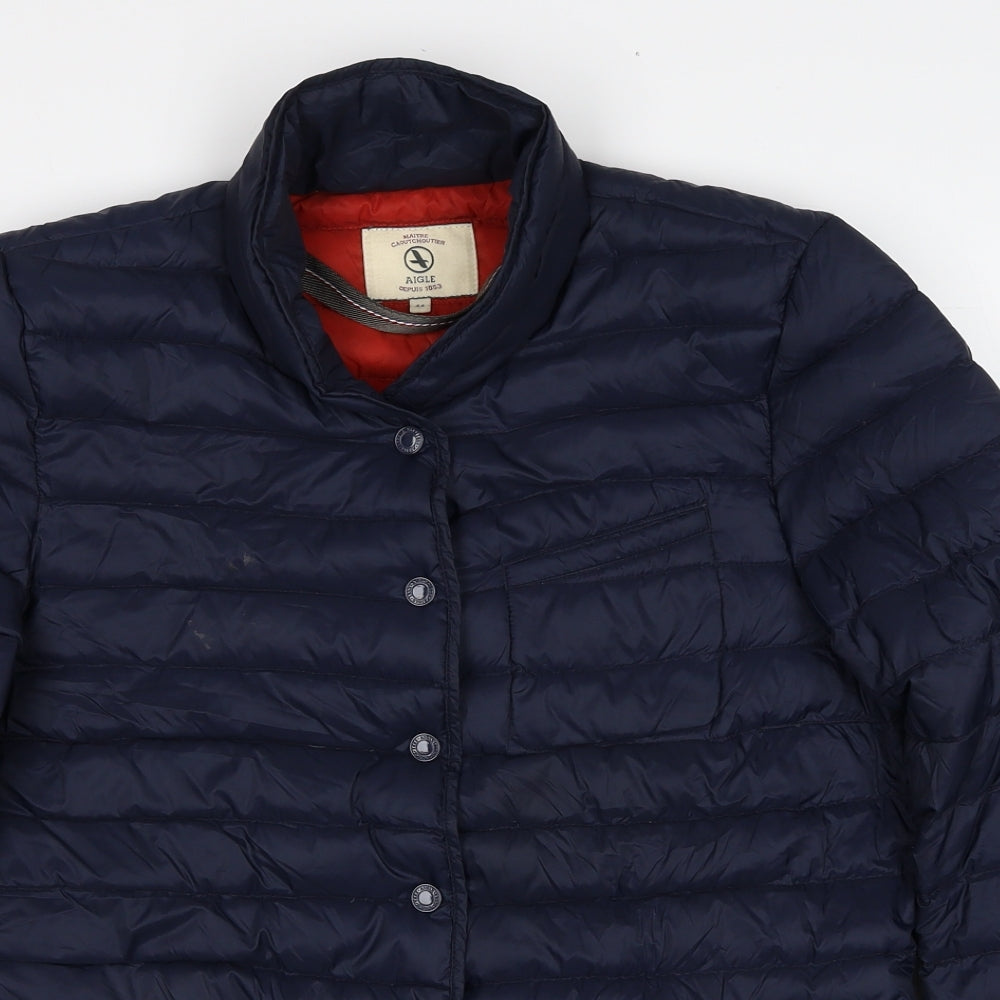 Aigle Womens Blue Quilted Jacket Size 16 Snap