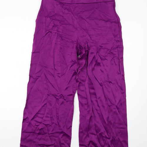 Marks and Spencer Womens Purple Viscose Trousers Size 14 Regular