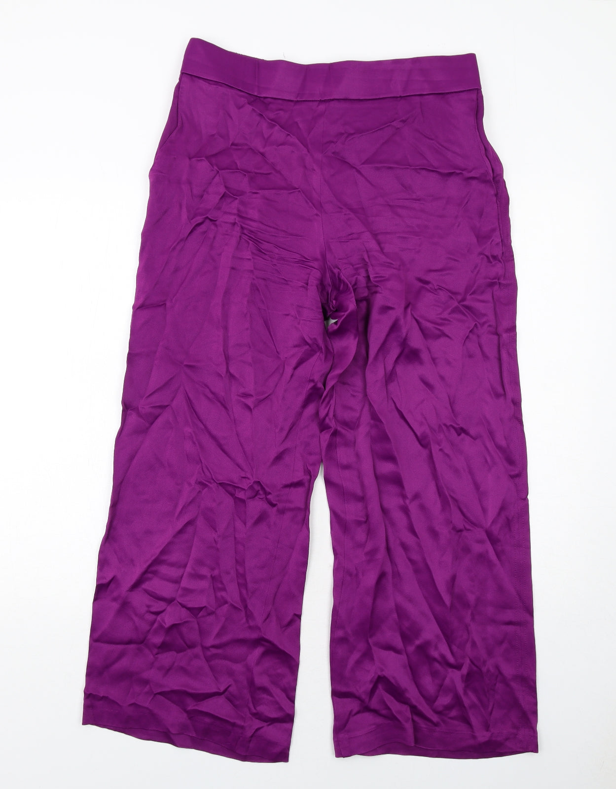 Marks and Spencer Womens Purple Viscose Trousers Size 14 Regular