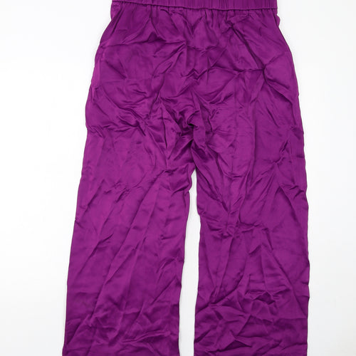 Marks and Spencer Womens Purple Viscose Trousers Size 14 Regular