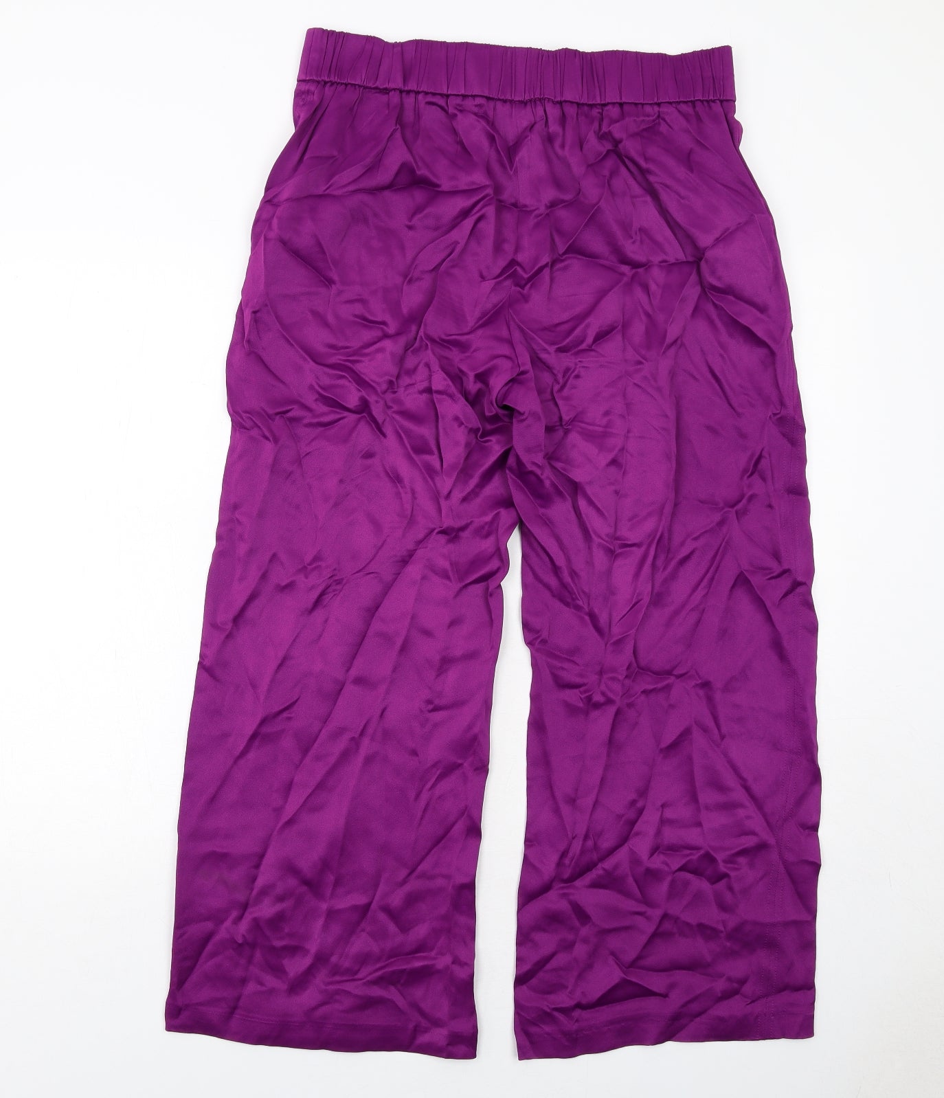 Marks and Spencer Womens Purple Viscose Trousers Size 14 Regular