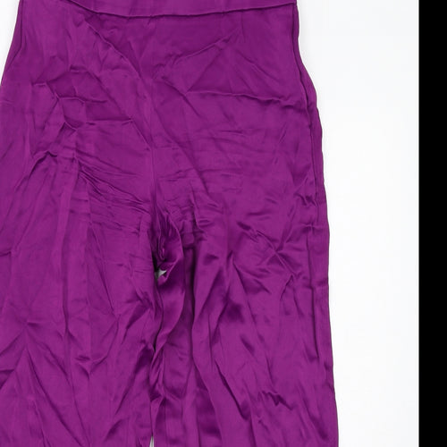 Marks and Spencer Womens Purple Viscose Trousers Size 14 Regular
