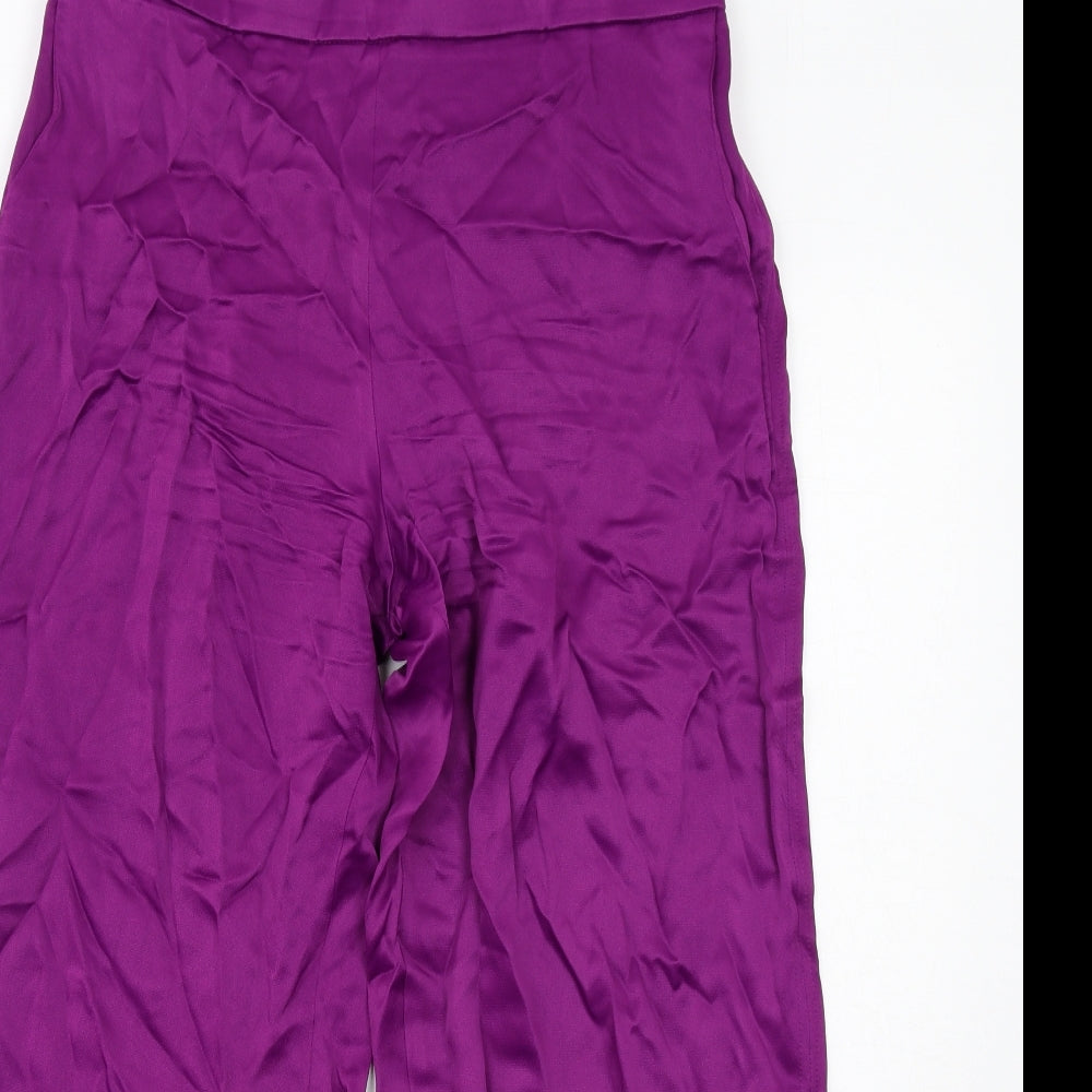 Marks and Spencer Womens Purple Viscose Trousers Size 14 Regular