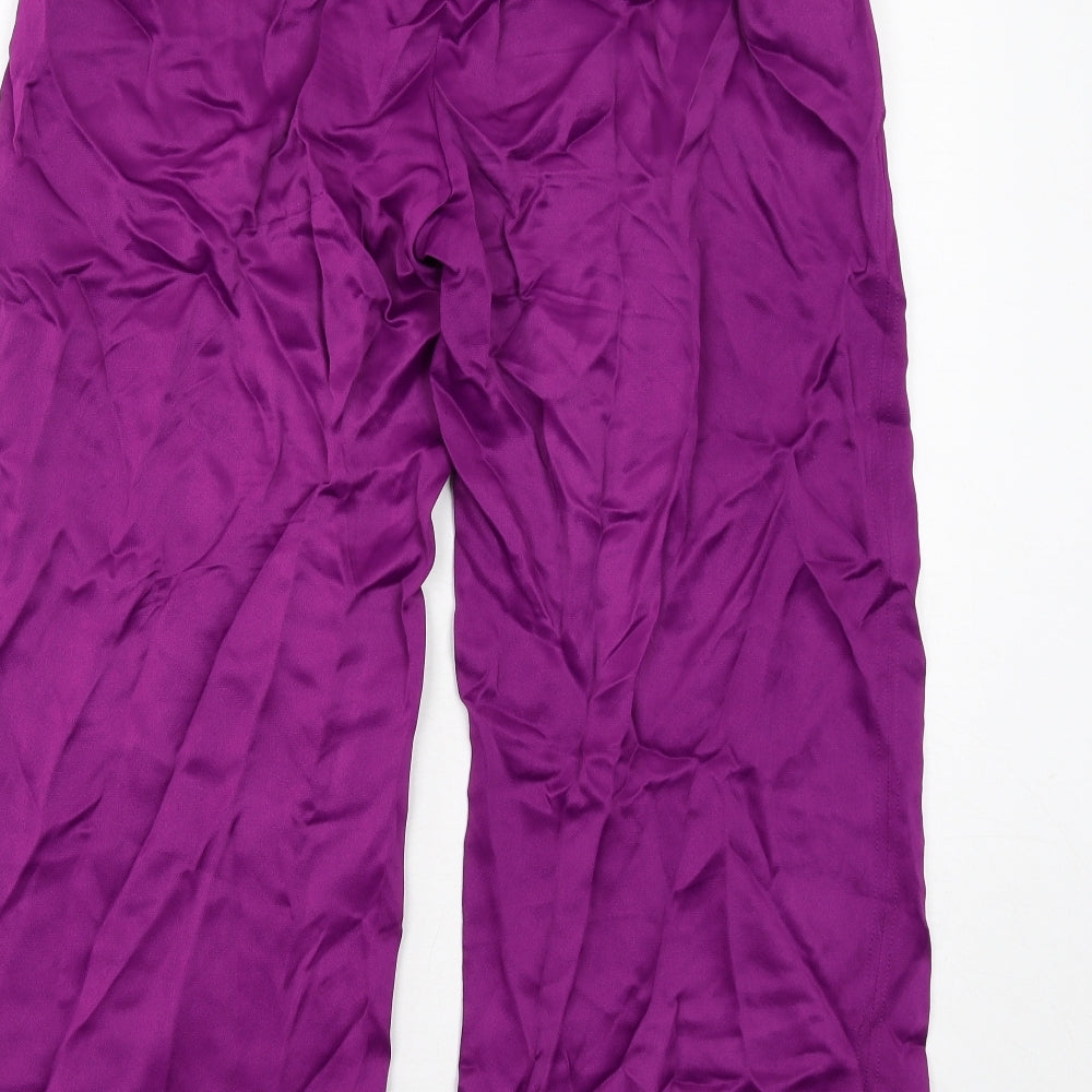 Marks and Spencer Womens Purple Viscose Trousers Size 14 Regular