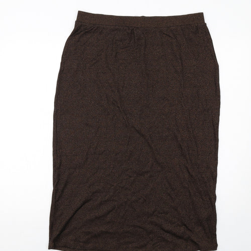 Marks and Spencer Womens Brown Cotton A-Line Skirt Size 16
