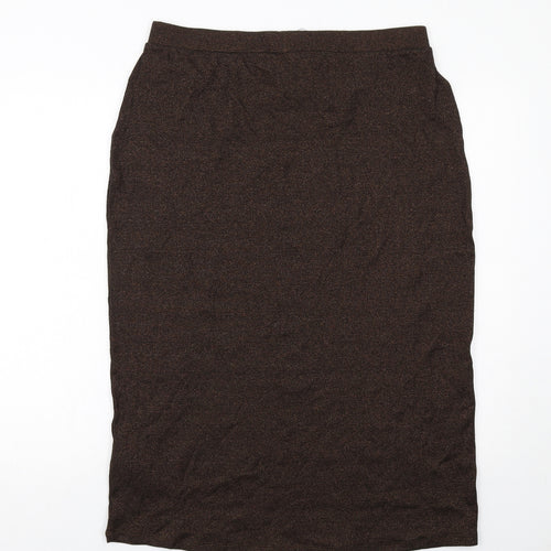 Marks and Spencer Womens Brown Cotton A-Line Skirt Size 16