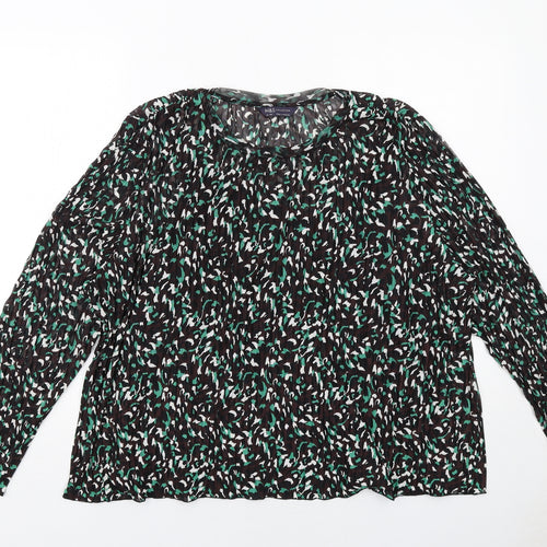 Marks and Spencer Womens Black Geometric Polyester Basic Blouse Size 24 Round Neck