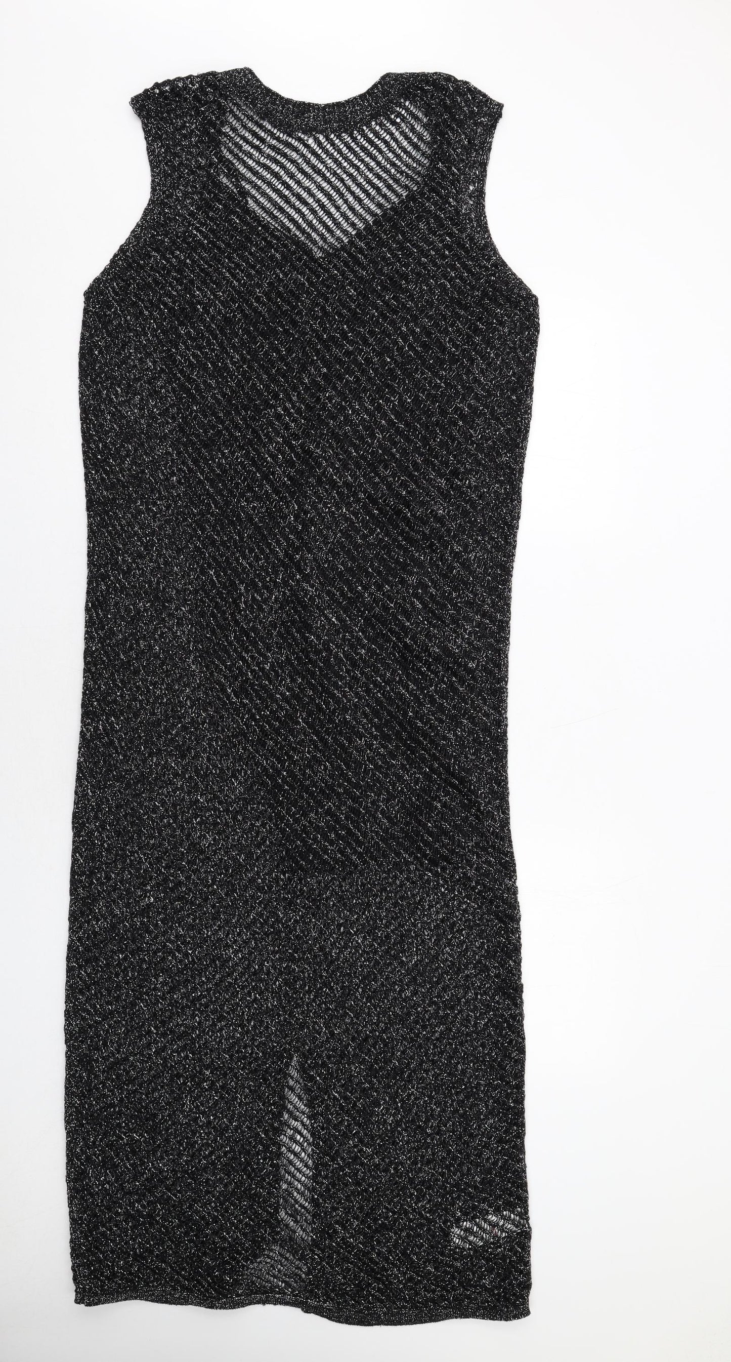 Marks and Spencer Womens Black Cotton A-Line Size M Round Neck Pullover