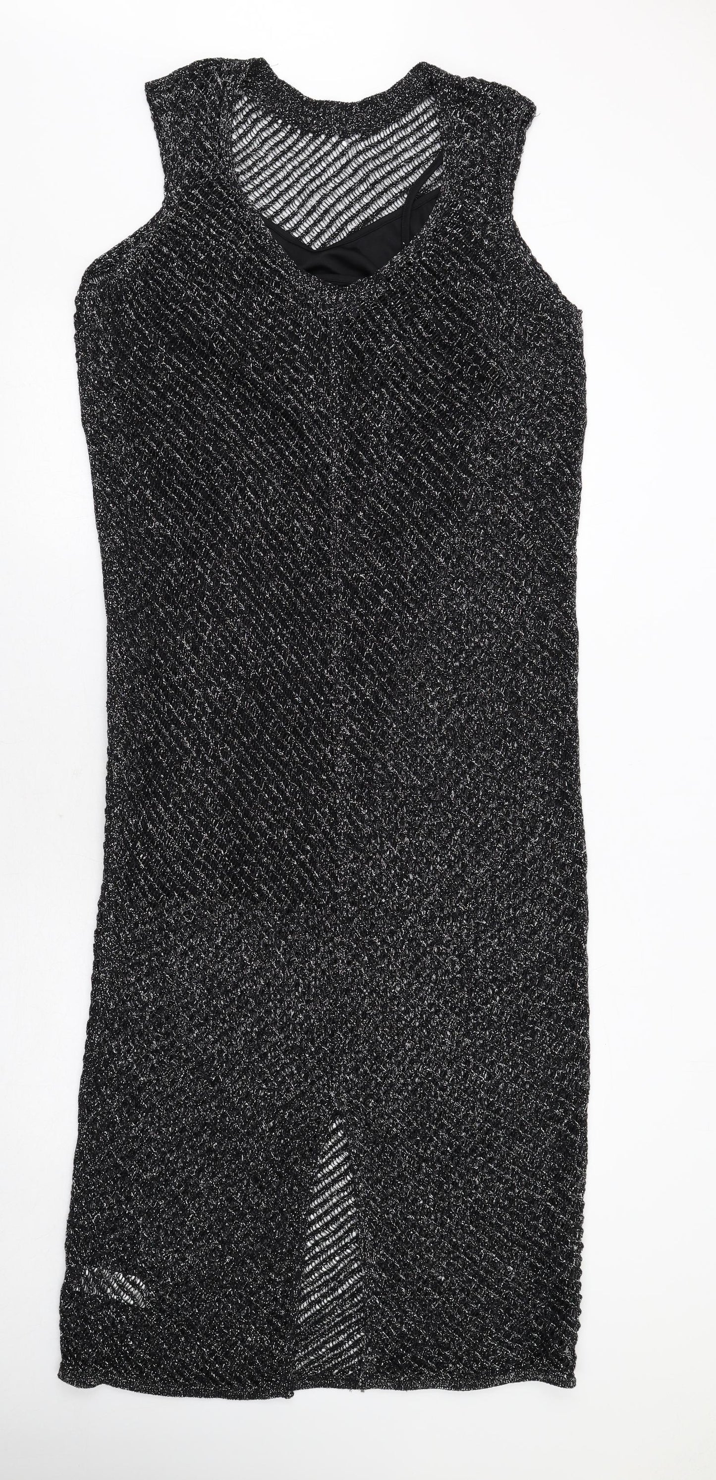 Marks and Spencer Womens Black Cotton A-Line Size M Round Neck Pullover