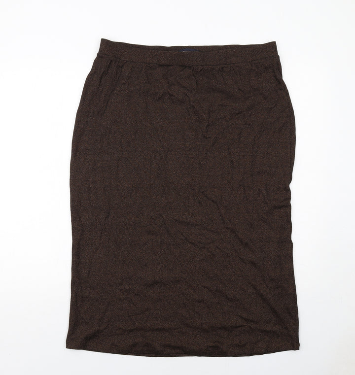 Marks and Spencer Womens Brown Cotton A-Line Skirt Size 18