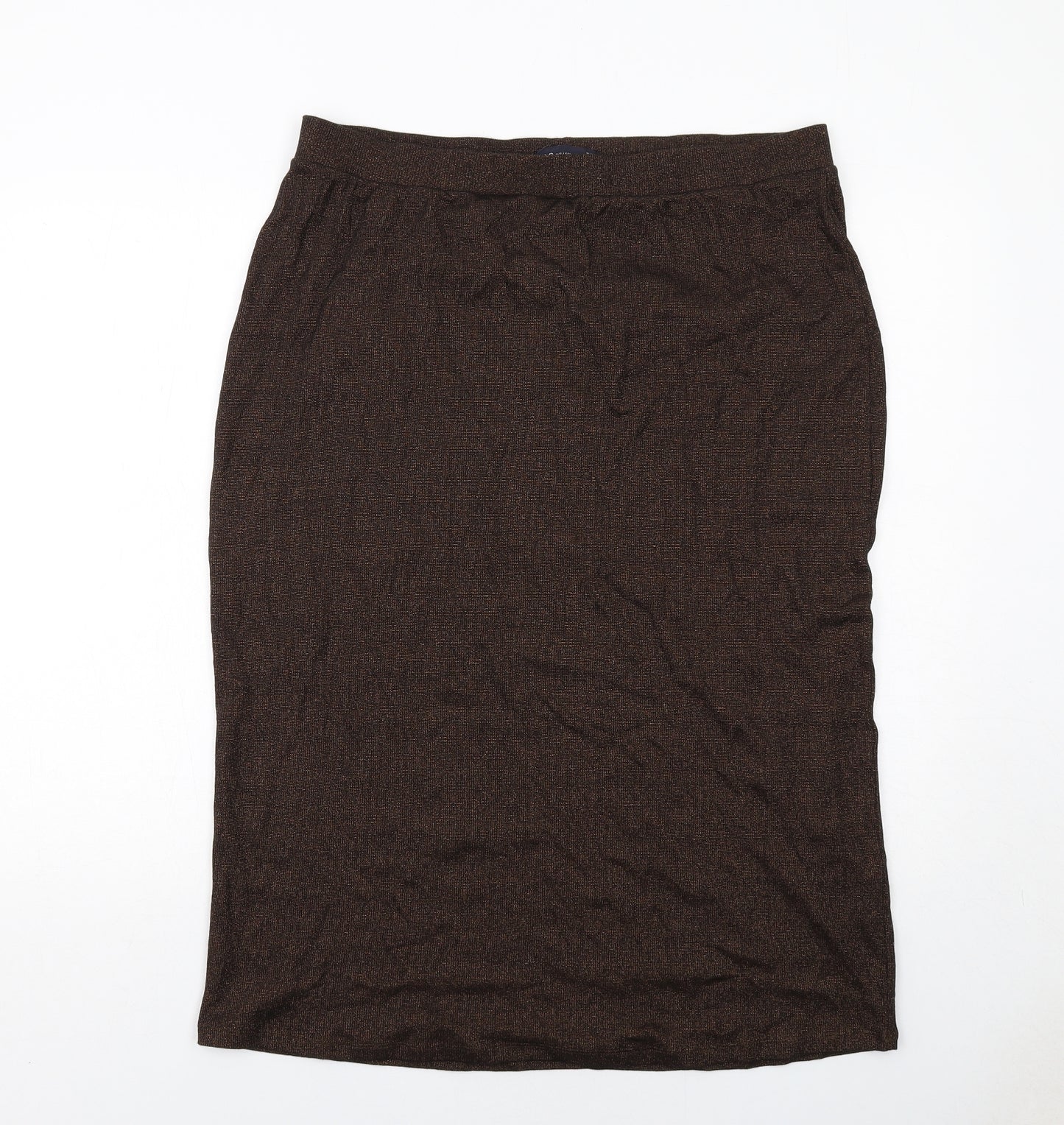 Marks and Spencer Womens Brown Cotton A-Line Skirt Size 18