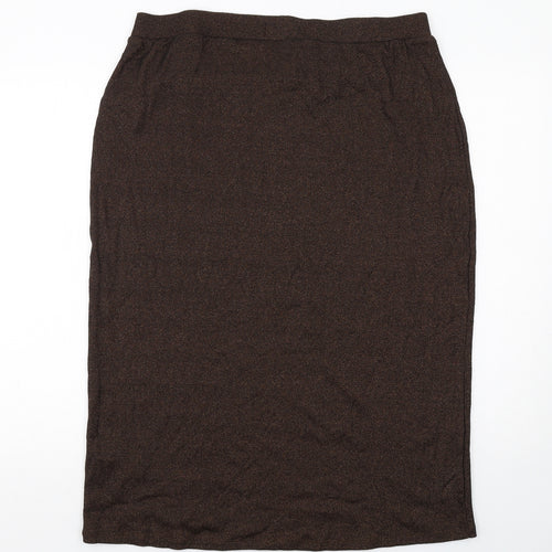 Marks and Spencer Womens Brown Cotton A-Line Skirt Size 18