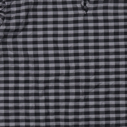 Marks and Spencer Womens Grey Check Polyester Basic Blouse Size 20 Boat Neck